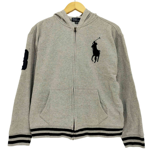 ポロバイラルフローレン Polo by RALPH LAUREN ビックポニー刺繍 リブラインナンバリング ジップパーカー レディース 160/80