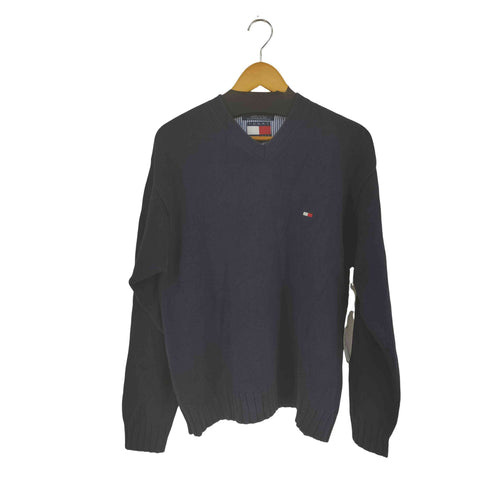 トミーヒルフィガー TOMMY HILFIGER フラッグ刺繍 Vネックコットンニット メンズ import:L