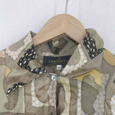 ザノベッティ ZANOBETTI MADE IN ITALY 総柄シルク100シャツ レディース EUR:40