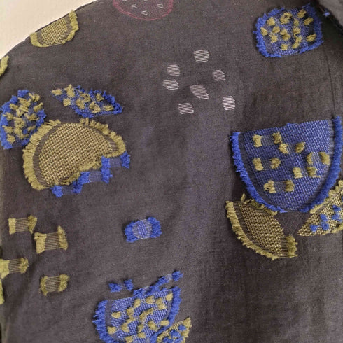 花総柄刺繍 プリーツデザインシャツワンピース リバーシブル レディース