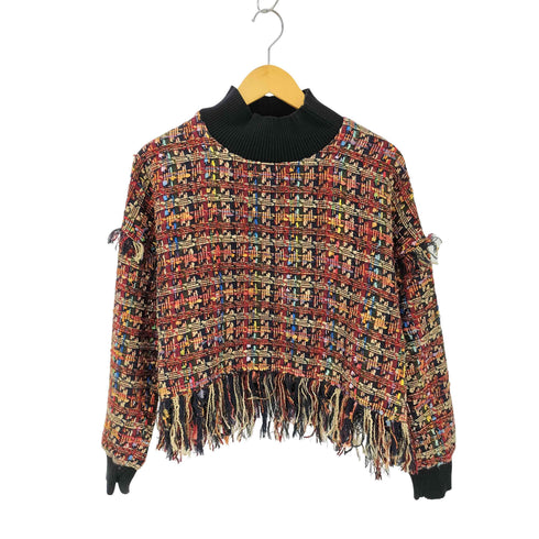 ザラ ZARA フリンジツイードニット レディース import:S