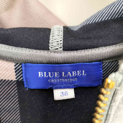 ブルーレーベルクレストブリッジ BLUE LABEL CRESTBRIDGE 裏地チェック ダンボールジップアップパーカー レディース 38