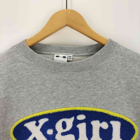 エックスガール X-girl CHENILLE EMBROIDERY OVAL LOGO CREW SWEAT TOP レディース JPN:M