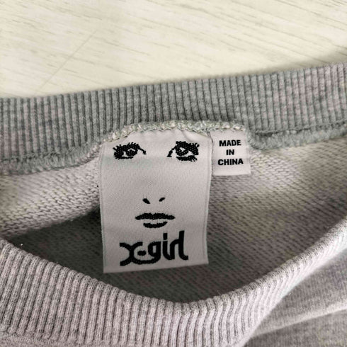 エックスガール X-girl CHENILLE EMBROIDERY OVAL LOGO CREW SWEAT TOP レディース JPN:M