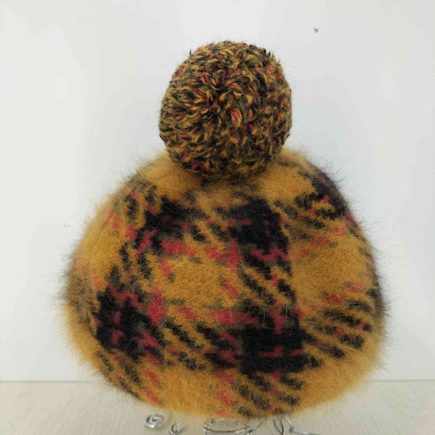 ヴィヴィアンウエストウッド Vivienne Westwood アンゴラウール チェック ボンボンニット帽 レディース M