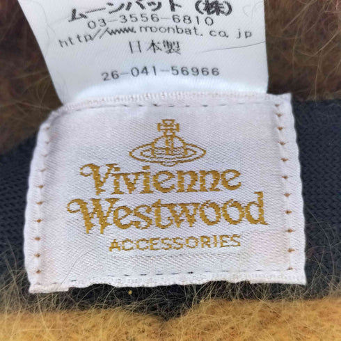 ヴィヴィアンウエストウッド Vivienne Westwood アンゴラウール チェック ボンボンニット帽 レディース M
