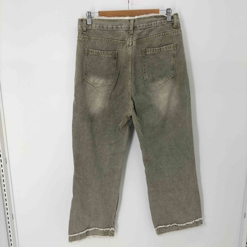 カットオフ加工ワイドデニムパンツ メンズ