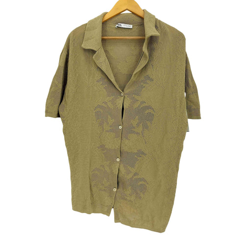 ザラ ZARA 24SS オーバーサイズ ジャカードニット ポロシャツ レディース import:M