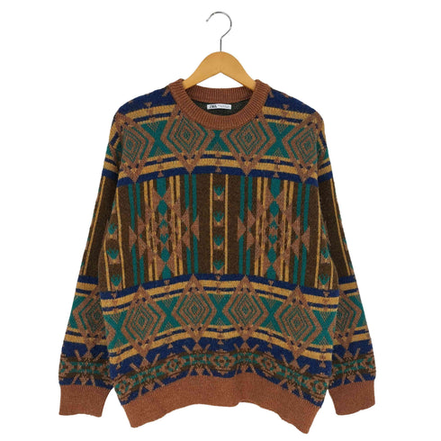 ザラ ZARA ジオメタリックジャガードセーター ニット メンズ import:M