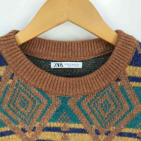 ザラ ZARA ジオメタリックジャガードセーター ニット メンズ import:M