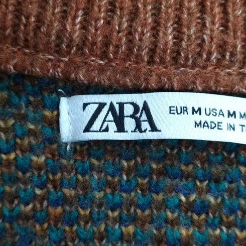 ザラ ZARA ジオメタリックジャガードセーター ニット メンズ import:M