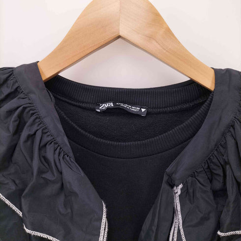 ザラ ZARA フリル付きクルーネックトレーナー レディース M