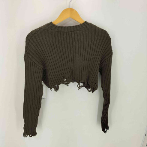 ザラ ZARA クラッシュ加工 ショート丈 L/S ニット レディース import:S