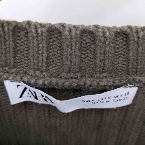 ザラ ZARA クラッシュ加工 ショート丈 L/S ニット レディース import:S