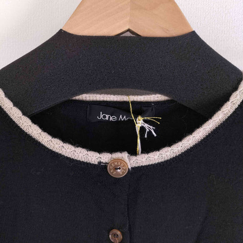Jane Marple ウール100% ワンポイント刺繍 ポケット付きカーディガン 猫 レディース import:M