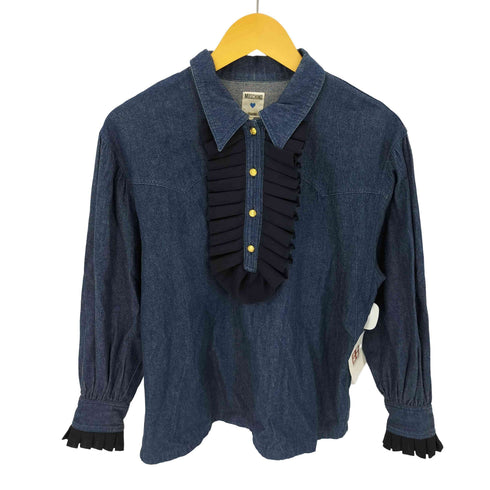 モスキーノジーンズ MOSCHINO JEANS 金ボタン フリルデニムプルオーバーシャツ レディース