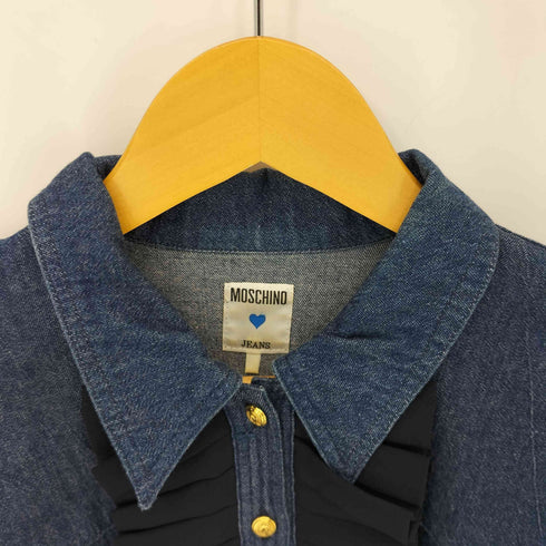 モスキーノジーンズ MOSCHINO JEANS 金ボタン フリルデニムプルオーバーシャツ レディース