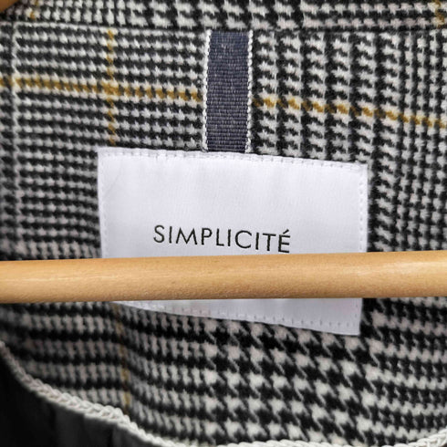 シンプリシテェ SIMPLICITE フェイクファー 千鳥格子 チェスターコート レディース