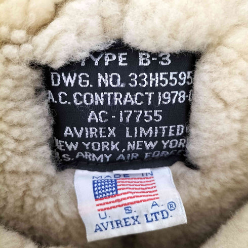 アヴィレックス AVIREX USA製 B-3 MOUTON FLIGHT JACKET メンズ 38