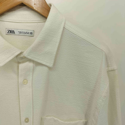 ザラ ZARA テクスチャー生地 ストレッチ オーバーサイズ レギュラーカラーシャツ メンズ import:XL