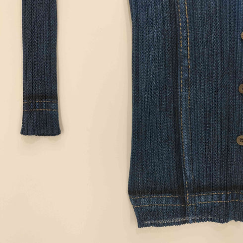 プリーツプリーズイッセイミヤケ PLEATS PLEASE ISSEY MIYAKE デニム転写プリント プリーツカーディガン レディース JPN:3