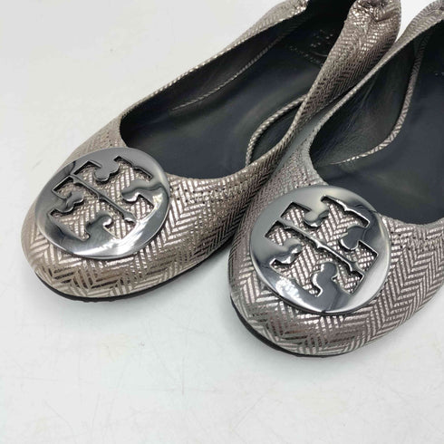 トリーバーチ TORY BURCH ラウンドトゥ メタリック ロゴ フラット シューズ バレエ シューズ レディース 6M