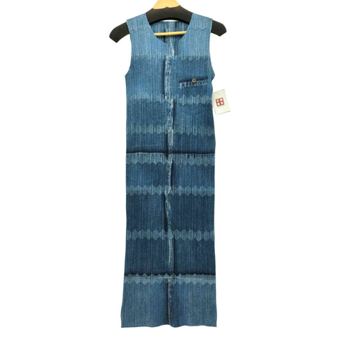 プリーツプリーズイッセイミヤケ PLEATS PLEASE ISSEY MIYAKE デニム転写プリント ノースリーブ プリーツワンピース レディース JPN:3