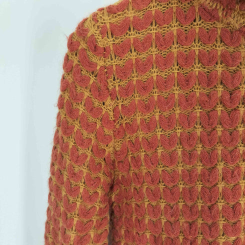 ホコモモラ Jocomomola モヘヤ アルパカ混 ハート柄 総柄 みかんボタン アクリル ニット パーカー レディース EUR:40