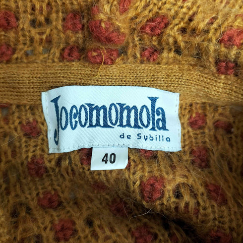 ホコモモラ Jocomomola モヘヤ アルパカ混 ハート柄 総柄 みかんボタン アクリル ニット パーカー レディース EUR:40