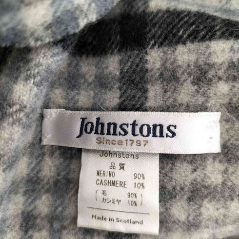 ジョンストンズオブエルガン johnstons of elgin カシミヤ混 大判フリンジマフラー チェック メンズ