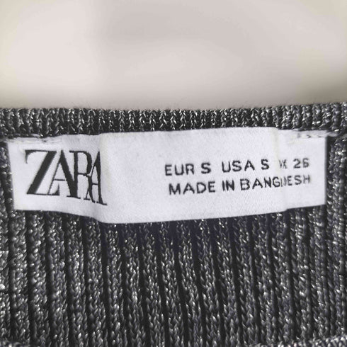 ザラ ZARA レーヨン混 メタル加工繊維 ラメ クロップド ニット セーター レディース import:S