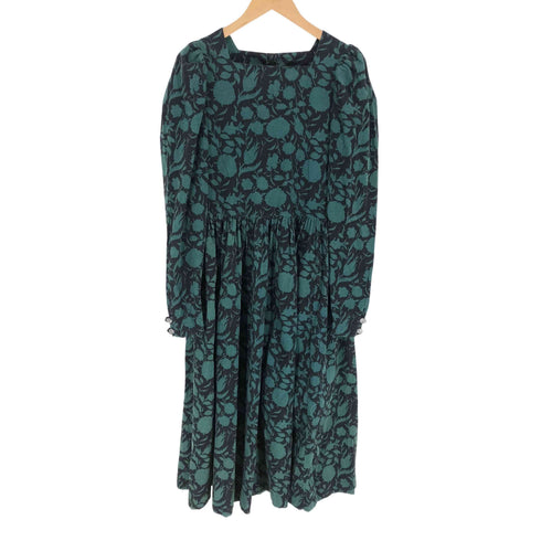 ローラアシュレイ LAURA ASHLEY MADE IN GREAT BRITAIN ボタニカル柄コーデュロイワンピース レディース 12