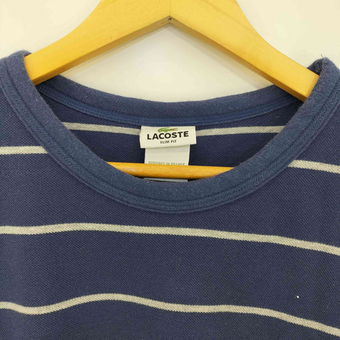 ラコステ LACOSTE SLIM FIT ボーダー クルーネック 鹿の子Tシャツ メンズ 7