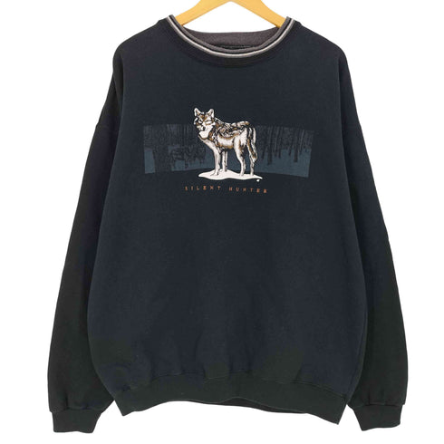 HEAD WATERS 90s 狼 刺繍 リブライン オーバーサイズ スウェット メンズ JPN:XL