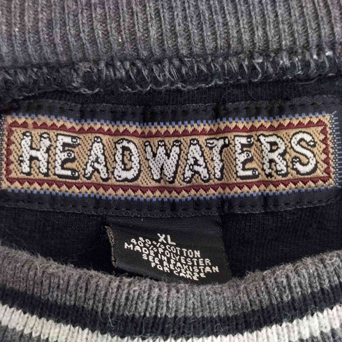 HEAD WATERS 90s 狼 刺繍 リブライン オーバーサイズ スウェット メンズ JPN:XL
