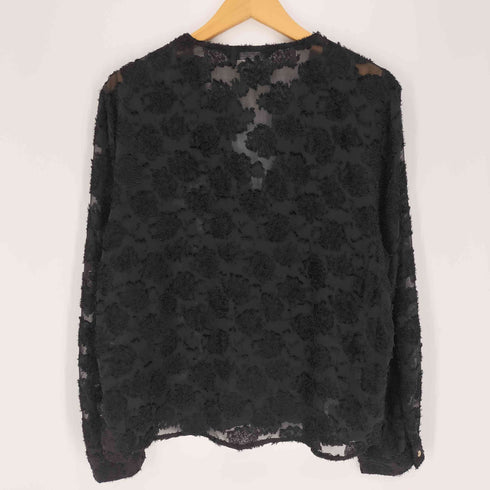 ザラ ZARA TEXTURED BLOUSE WITH GOLDEN BUTTON DETAIL テクスチャー ブルゾン 花柄 シアー カーディガン レディース import:M