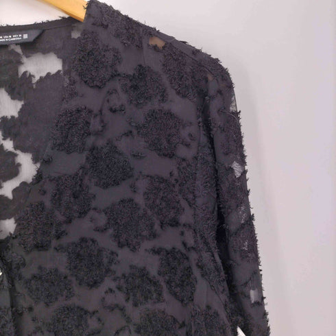 ザラ ZARA TEXTURED BLOUSE WITH GOLDEN BUTTON DETAIL テクスチャー ブルゾン 花柄 シアー カーディガン レディース import:M