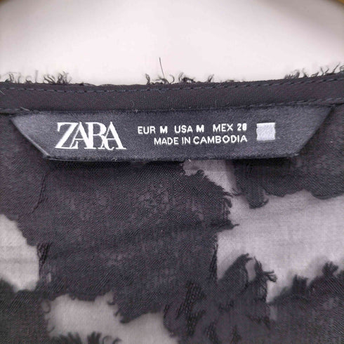ザラ ZARA TEXTURED BLOUSE WITH GOLDEN BUTTON DETAIL テクスチャー ブルゾン 花柄 シアー カーディガン レディース import:M