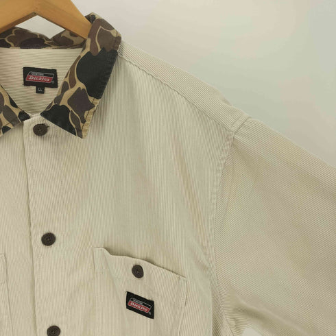 ディッキーズ Dickies 襟 カモ 迷彩柄 コーデュロイ 2ポケット ワーク シャツ メンズ LL