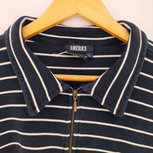 America 鹿の子 ボーダープルオーバーシャツ メンズ import:L