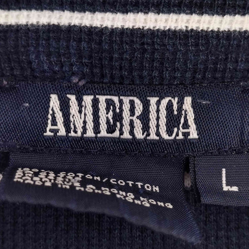 America 鹿の子 ボーダープルオーバーシャツ メンズ import:L
