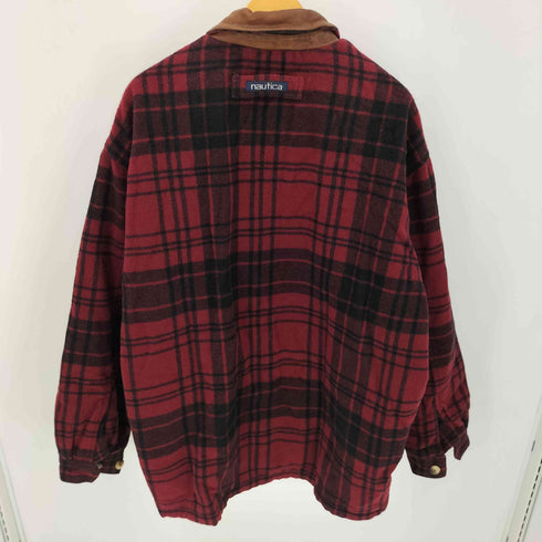 ノーティカ NAUTICA 90S 襟レザー グレンチェックウールジャケット メンズ import:L