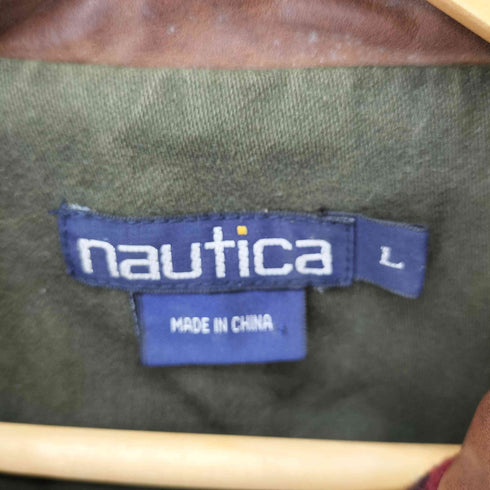 ノーティカ NAUTICA 90S 襟レザー グレンチェックウールジャケット メンズ import:L