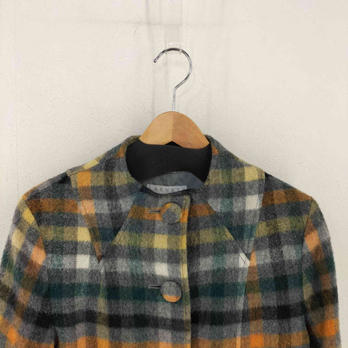 バーニーズニューヨーク BARNEYS NEWYORK マルチカラーチェック ウールジャケット スナップボタン レディース EUR:38