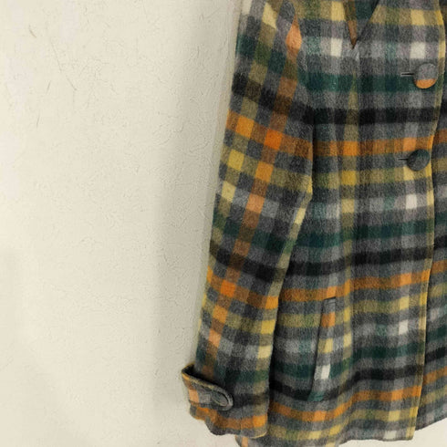 バーニーズニューヨーク BARNEYS NEWYORK マルチカラーチェック ウールジャケット スナップボタン レディース EUR:38
