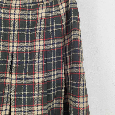 ダックス DAKS ENGLAND マルチカラーチェック プリーツウールスカート レディース 63-90