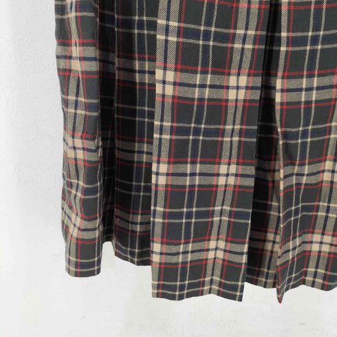 ダックス DAKS ENGLAND マルチカラーチェック プリーツウールスカート レディース 63-90