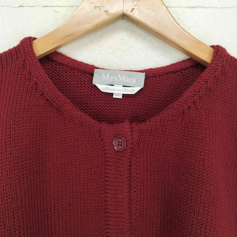 マックスマーラ MAX MARA 白タグ MADE IN ITALY ウールクルーネックカーディガン レディース L