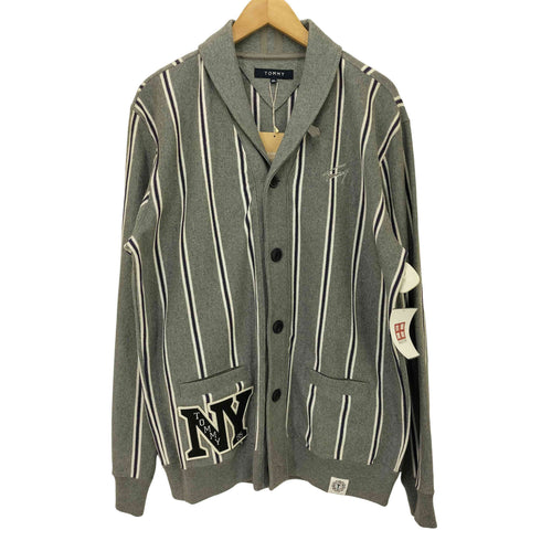 トミーヒルフィガー TOMMY HILFIGER ロゴ刺繍ショールカラーストライプカーディガン メンズ JPN:XL