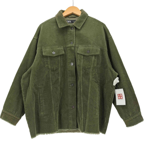 ザラ ZARA カットオフ コーデュロイ シャツ ジャケット レディース import:L